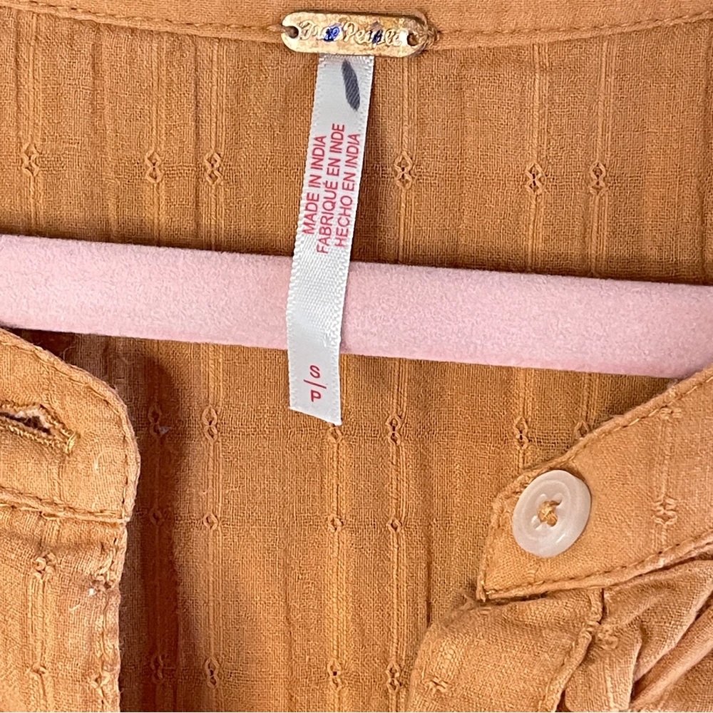 ❌FREE PEOPLE Marigold Cotton Button Down Oversized Top, SM (fits up to XL) - Picture 10 of 13